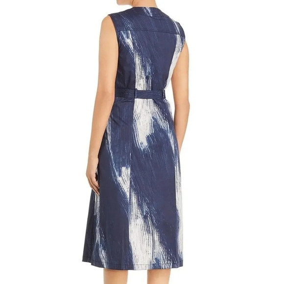 Donna Karan NY Womens Sleeveless Dress Size S Blue Button Down Casual Chic Print - Picture 2 of 6